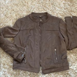 NWOT Jou Jou Bomber Moto Jacket Faux Suede Sz MD